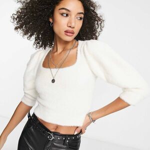 Free People Moonbeam Fluffy Sweater in Ivory Size M